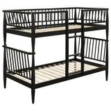 Abram Black Windsor Twin Over Twin Wood Bunk Bed with Ladder - Ornate Home