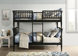 Abram Black Windsor Twin Over Twin Wood Bunk Bed with Ladder - Ornate Home