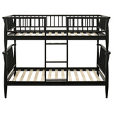 Abram Black Windsor Twin Over Twin Wood Bunk Bed with Ladder - Ornate Home