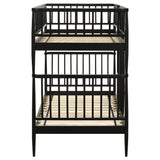 Abram Black Windsor Twin Over Twin Wood Bunk Bed with Ladder - Ornate Home
