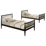 Abram Black Windsor Twin Over Twin Wood Bunk Bed with Ladder - Ornate Home