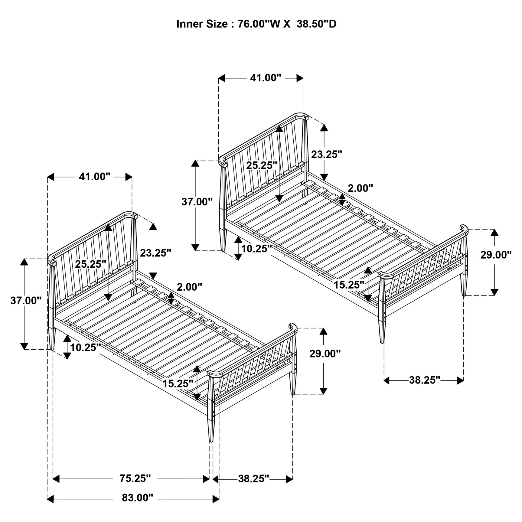 Abram Black Windsor Twin Over Twin Wood Bunk Bed with Ladder - Ornate Home