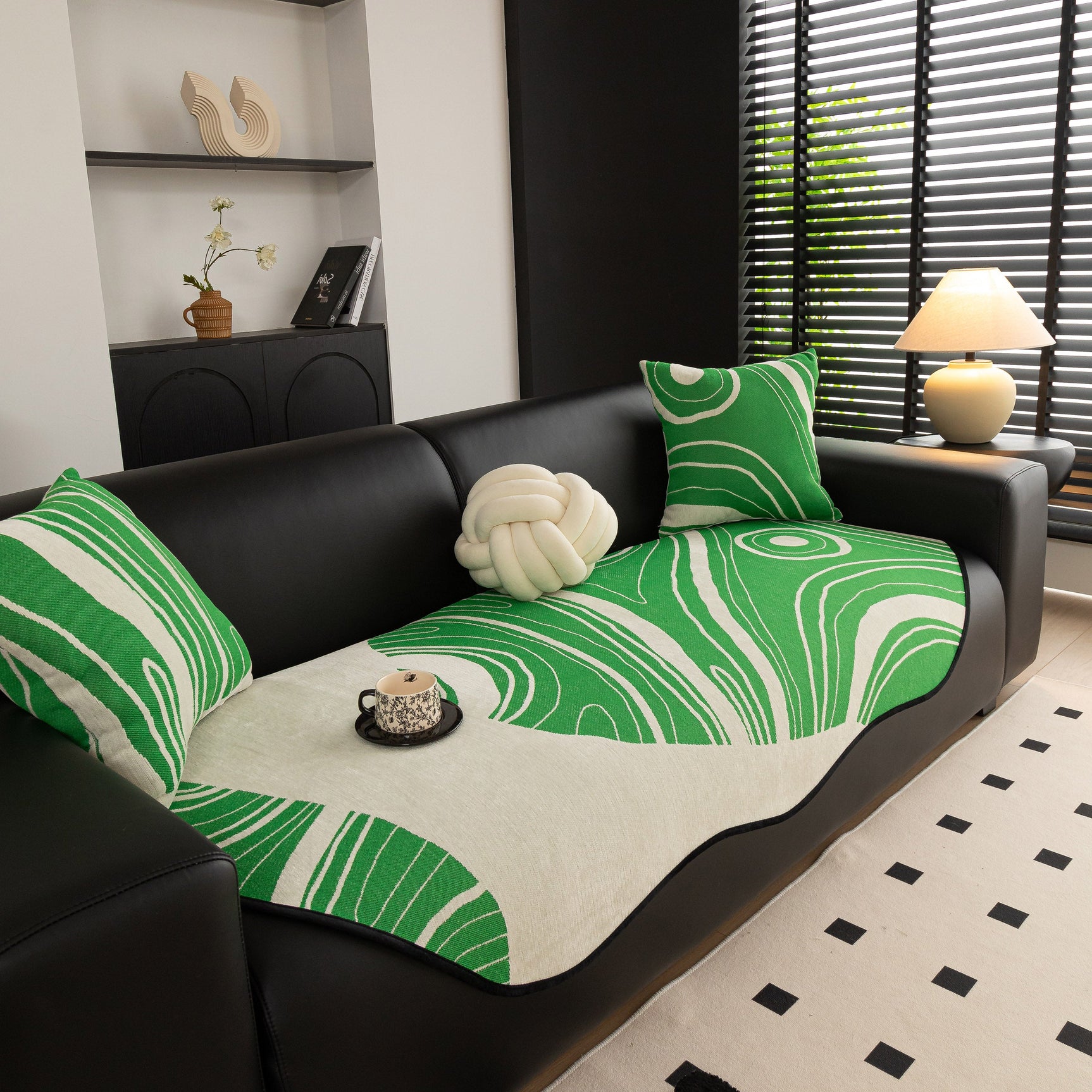 Abstract Art Sofa Cover with Wave Edge, Non Slip Couch Cover for Stylish Homes - Ornate Home