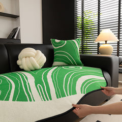 Abstract Art Sofa Cover with Wave Edge, Non Slip Couch Cover for Stylish Homes - Ornate Home
