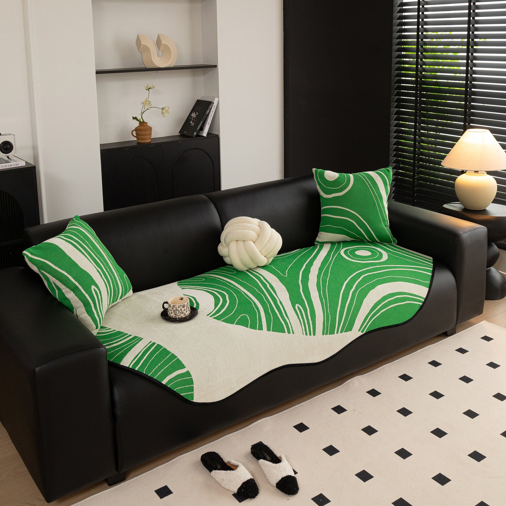Abstract Art Sofa Cover with Wave Edge, Non Slip Couch Cover for Stylish Homes - Ornate Home