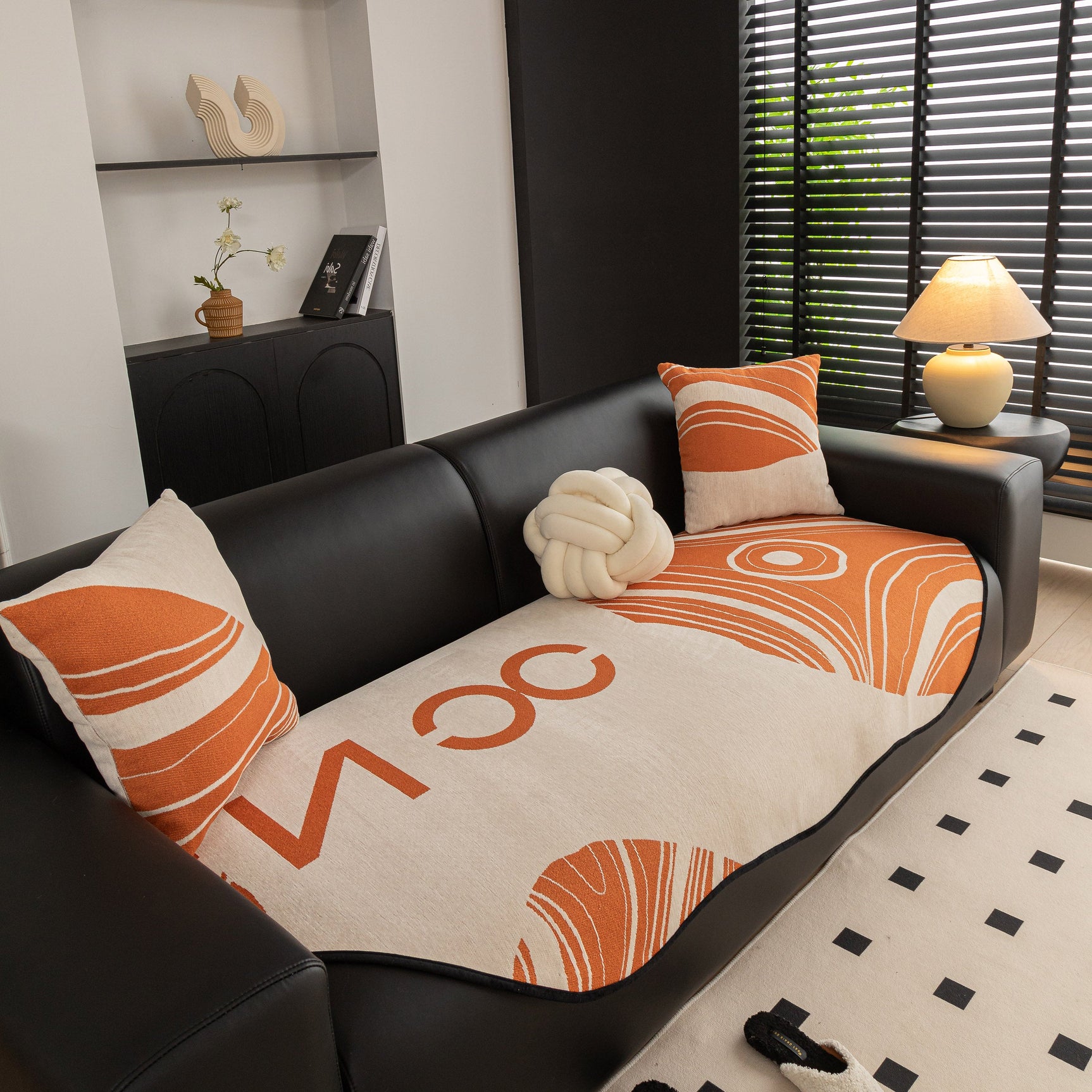 Abstract Art Sofa Cover with Wave Edge, Non Slip Couch Cover for Stylish Homes - Ornate Home