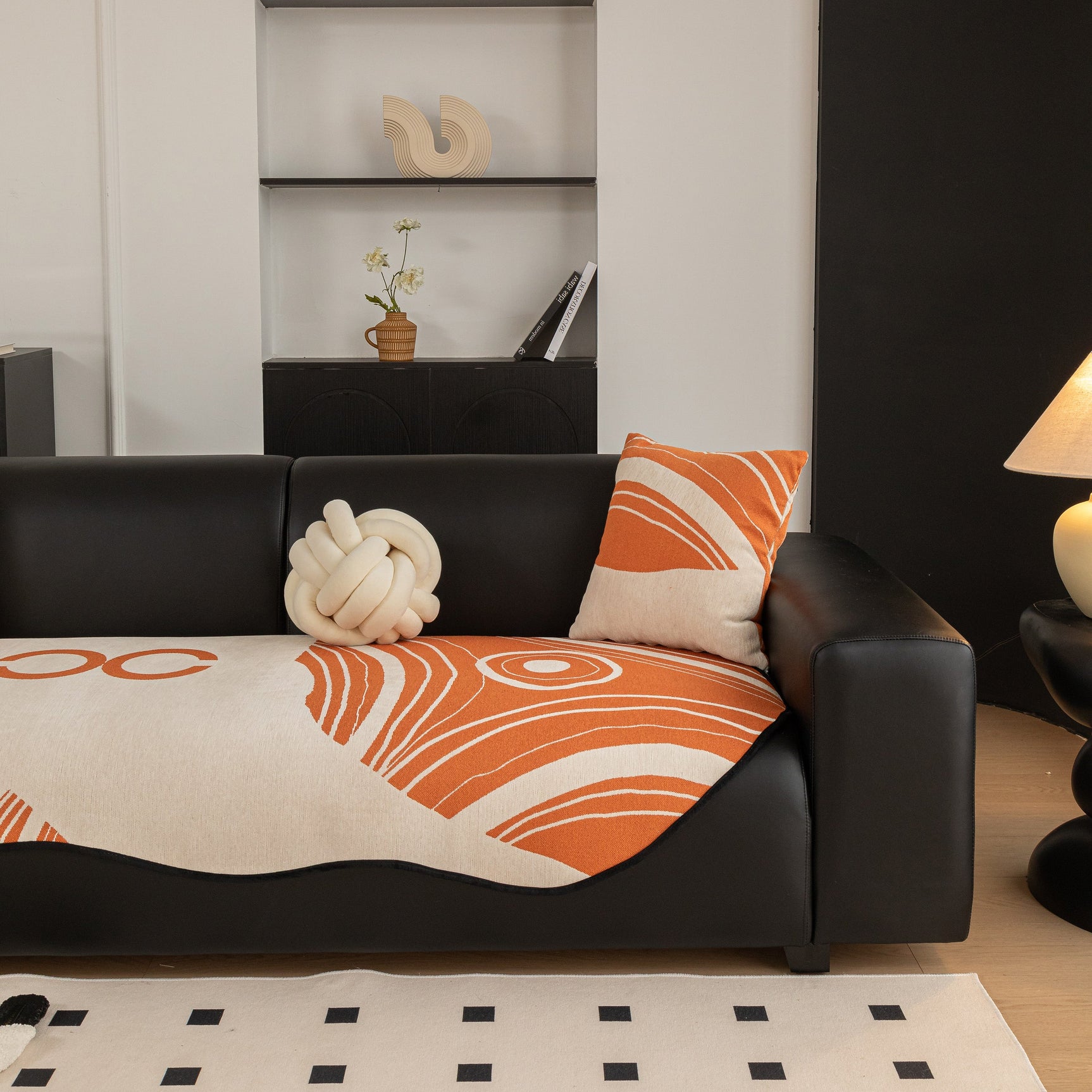 Abstract Art Sofa Cover with Wave Edge, Non Slip Couch Cover for Stylish Homes - Ornate Home