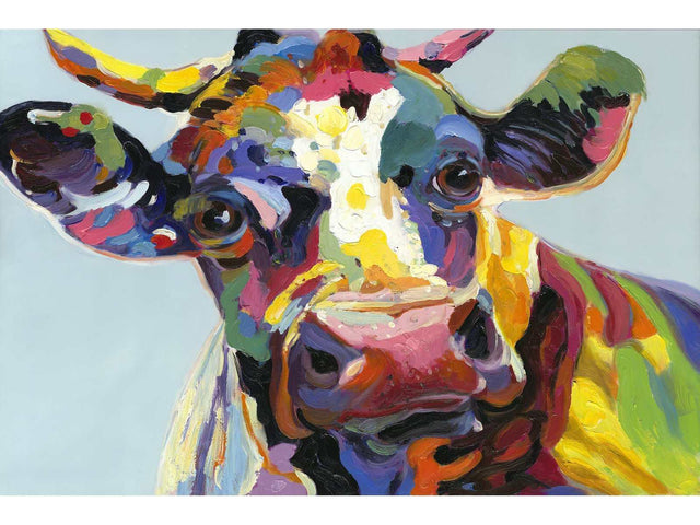 Abstract Cow Tempered Glass w / Foil Wall Art - Ornate Home