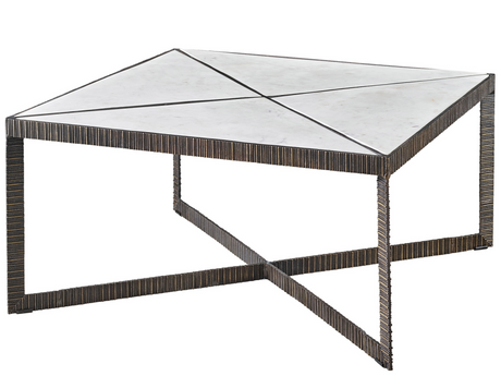 Abstraction White/Aged Bronze/Gold Cocktail Table - Ornate Home