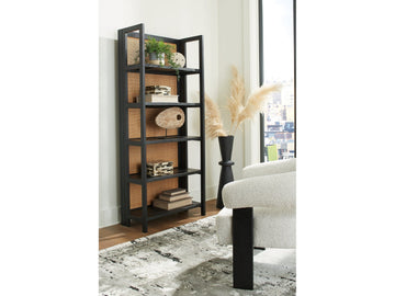 Abyard Black/Natural Bookcase - Ornate Home