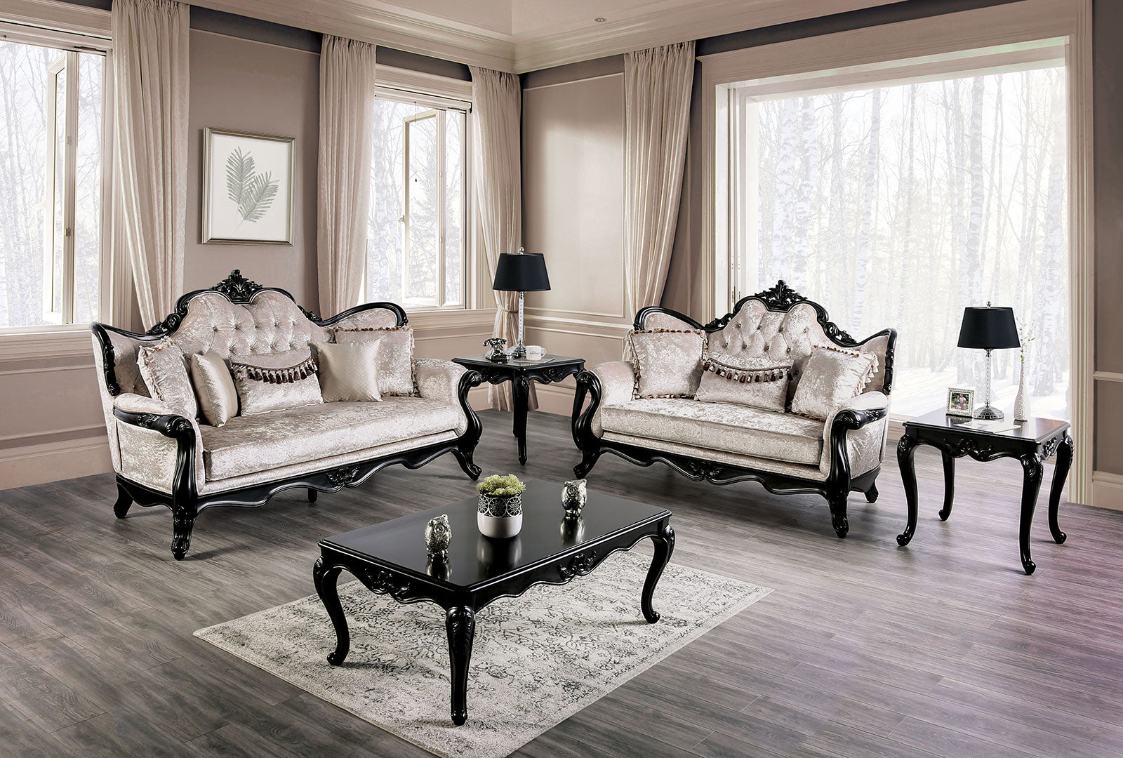 Acapulco Black/Off-White Loveseat - Ornate Home