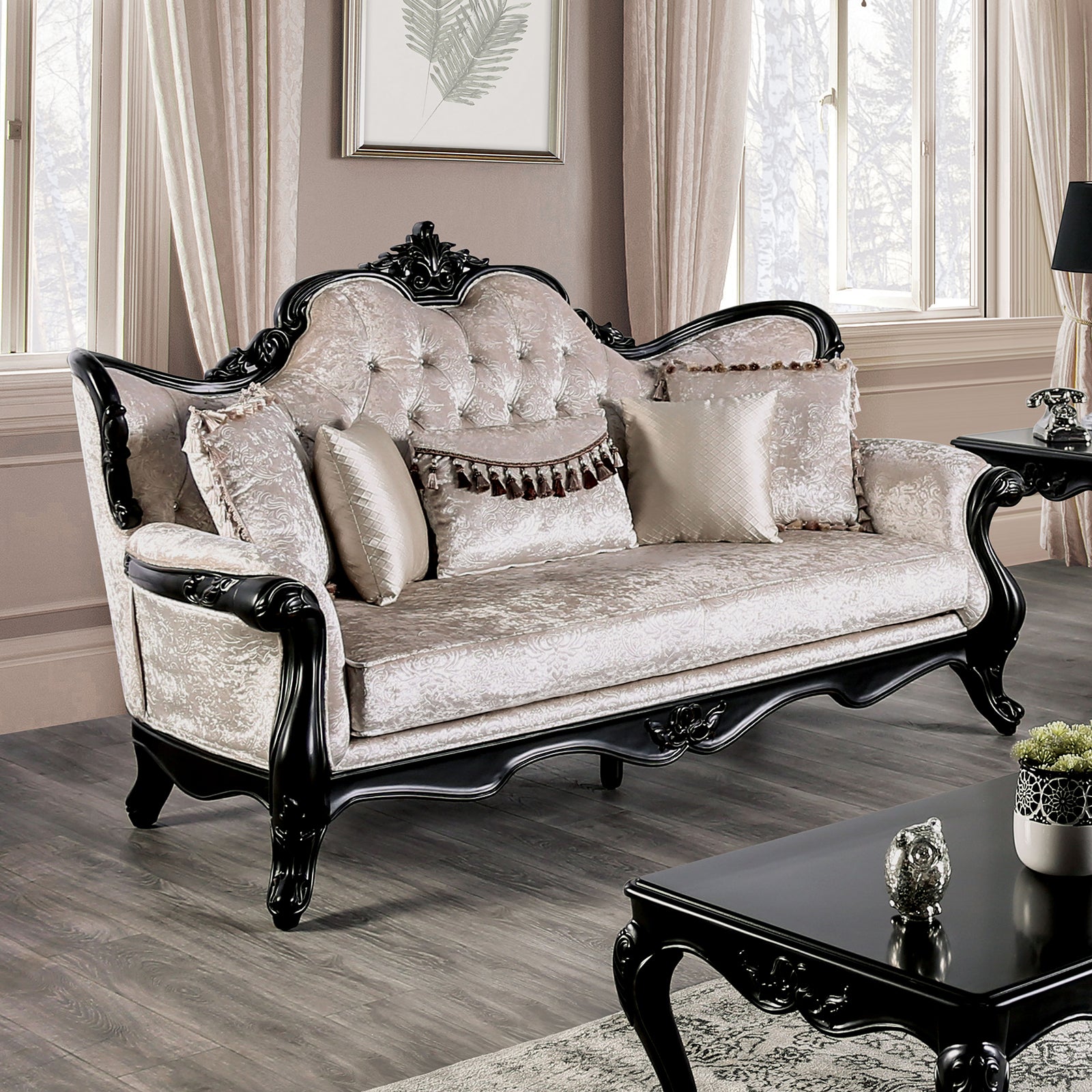 Acapulco Black/Off-White Sofa & Loveseat - Ornate Home