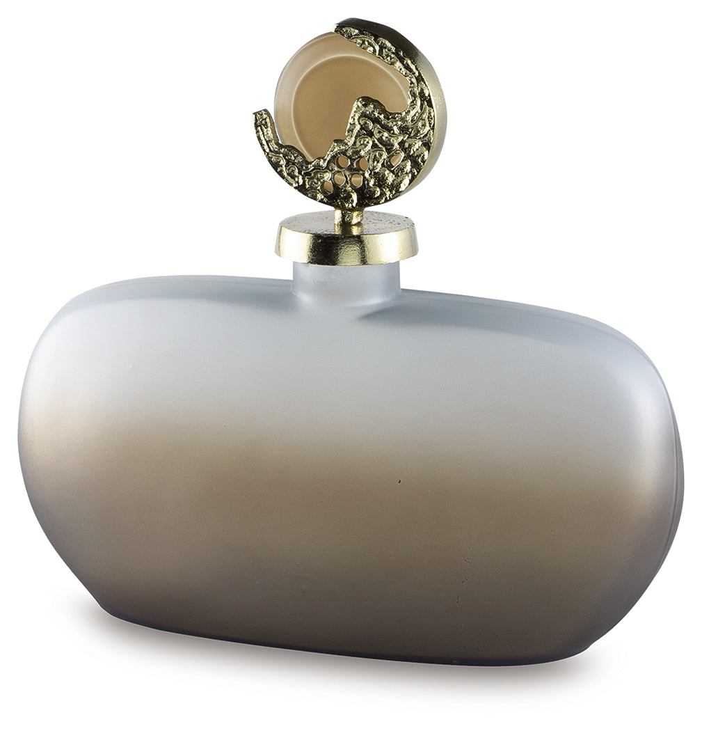 Acario Taupe/Gold Finish Jar (Online Special Price) - Ornate Home