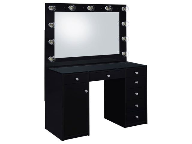 Acena Black High Gloss Vanity Set - Ornate Home