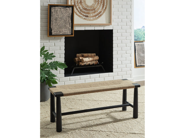Acerman Black/Natural Accent Bench - Ornate Home
