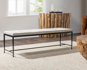 Achen Dusty Cream Accent Bench - Ornate Home