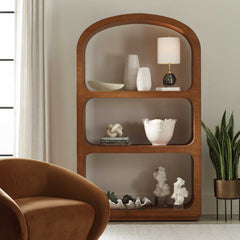 Achley Seamless Woodtone Wooden Etagere - Ornate Home