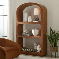 Achley Seamless Woodtone Wooden Etagere - Ornate Home