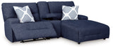 Acklen Place Navy 3-Piece Power Reclining Sectional Sofa with RAF Chaise (Online Special Price) - Ornate Home