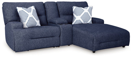 Acklen Place Navy 3-Piece Power Reclining Sectional Sofa with RAF Chaise - Ornate Home