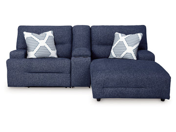 Acklen Place Navy 3-Piece Power Reclining Sectional Sofa with RAF Chaise - Ornate Home
