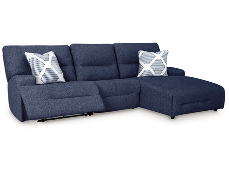 Acklen Place Navy 3-Piece Right Power Reclining Sectional - Ornate Home