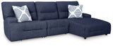 Acklen Place Navy 3-Piece Right Power Reclining Sectional - Ornate Home