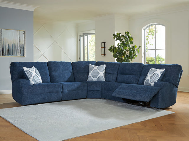 Acklen Place Navy 5-Piece Power Reclining Sectional - Ornate Home