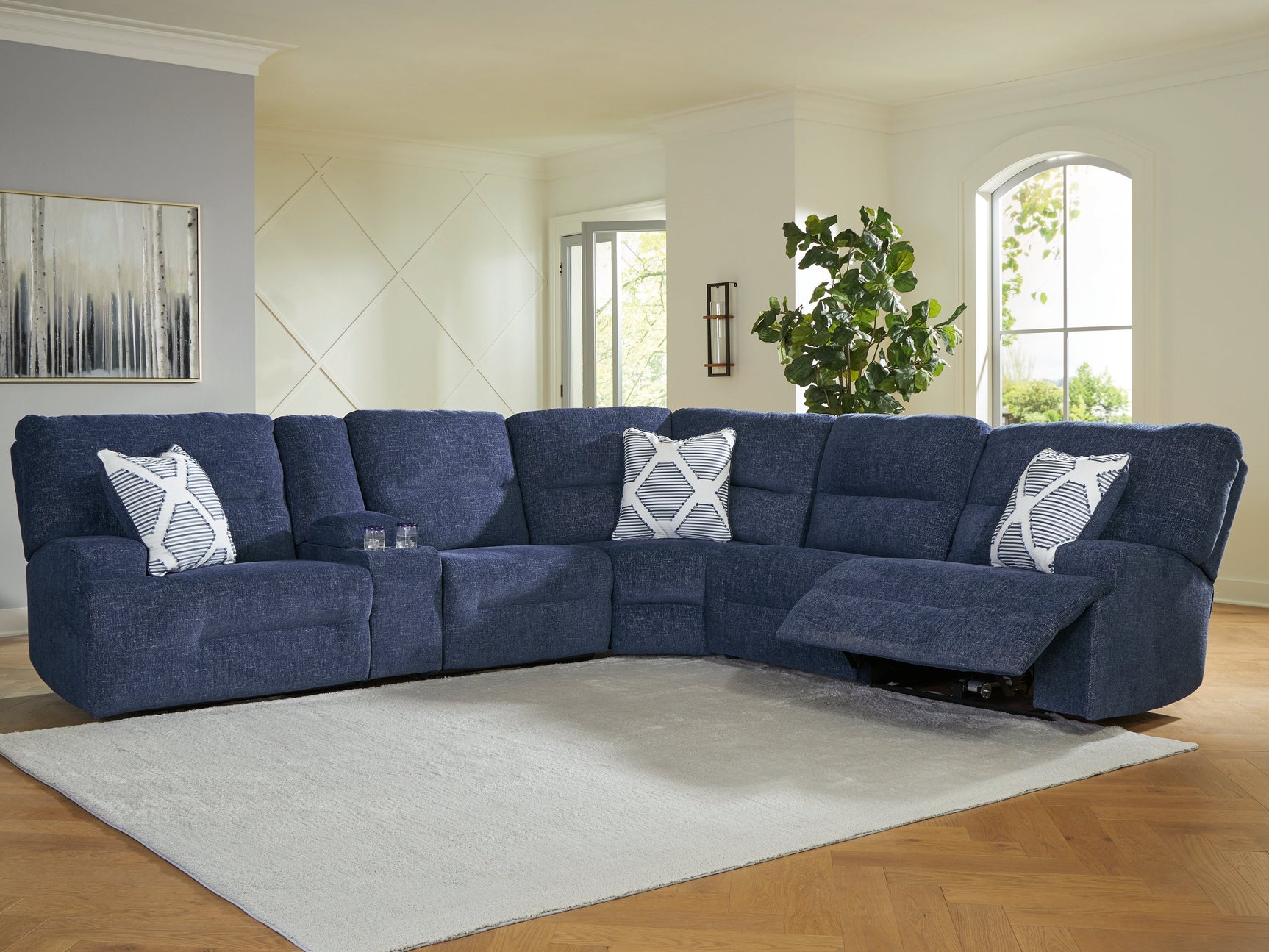Acklen Place Navy 6-Piece Power Reclining Sectional (Online Special Price) - Ornate Home