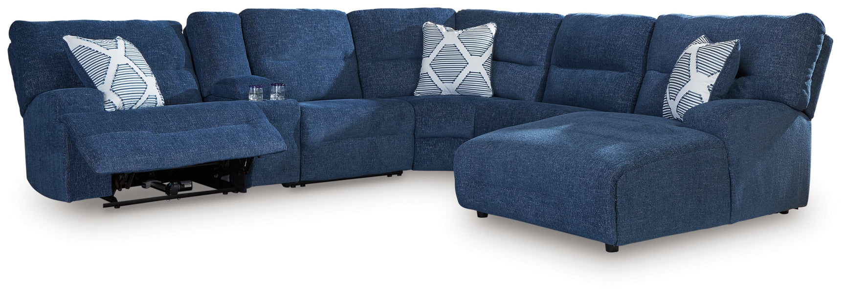 Acklen Place Navy 6-Piece Power Reclining Sectional w/Chaise (Online Special Price) - Ornate Home