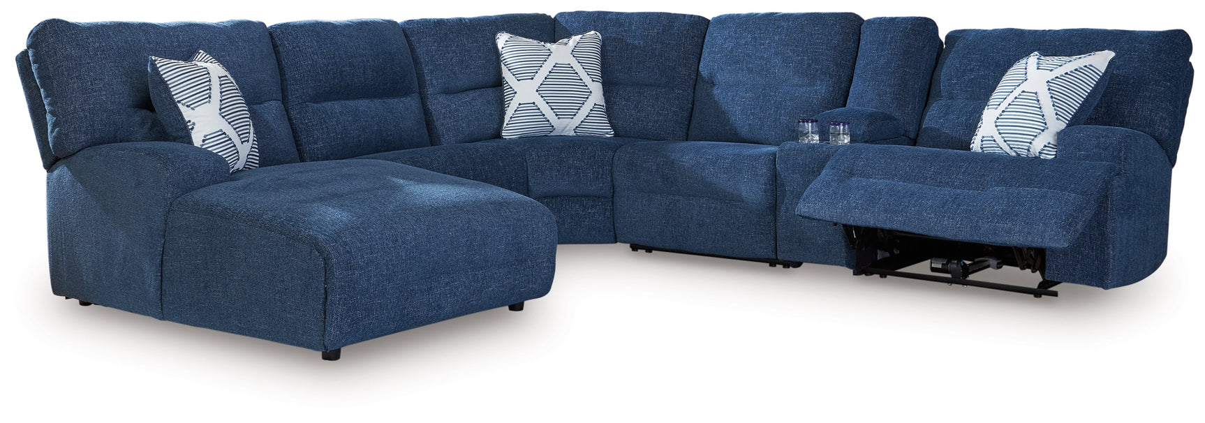 Acklen Place Navy 6-Piece Power Reclining Sectional with Chaise (Online Special Price) - Ornate Home