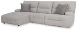 Acklen Place Pewter 3-Piece Left Power Reclining Sectional - Ornate Home