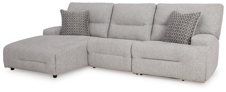 Acklen Place Pewter 3-Piece Left Power Reclining Sectional - Ornate Home