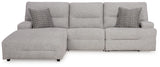 Acklen Place Pewter 3-Piece Left Power Reclining Sectional - Ornate Home