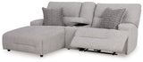 Acklen Place Pewter 3-Piece Power Reclining Sectional Sofa with LAF Chaise - Ornate Home