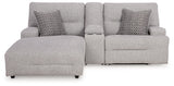 Acklen Place Pewter 3-Piece Power Reclining Sectional Sofa with LAF Chaise - Ornate Home