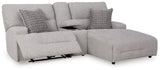 Acklen Place Pewter 3-Piece Power Reclining Sectional Sofa with RAF Chaise (Online Special Price) - Ornate Home