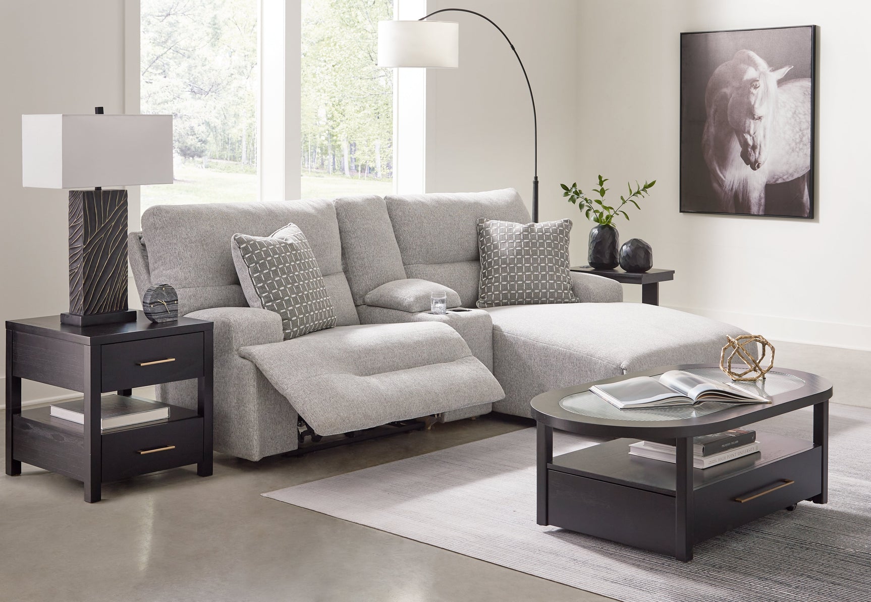 Acklen Place Pewter 3-Piece Power Reclining Sectional Sofa with RAF Chaise (Online Special Price) - Ornate Home