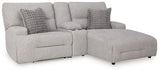 Acklen Place Pewter 3-Piece Power Reclining Sectional Sofa with RAF Chaise - Ornate Home