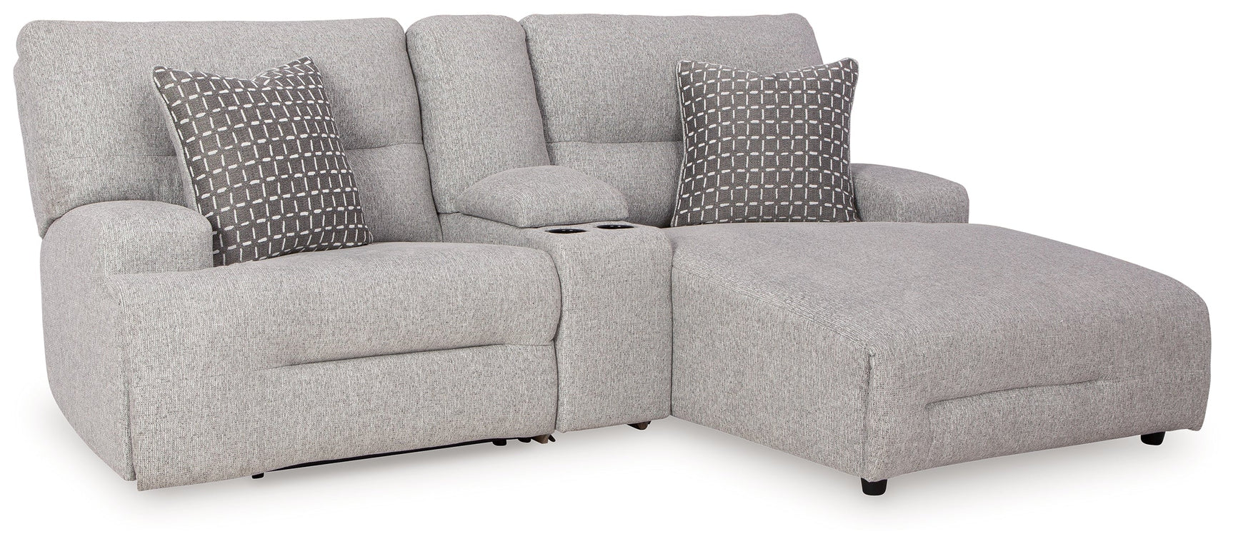Acklen Place Pewter 3-Piece Power Reclining Sectional Sofa with RAF Chaise - Ornate Home