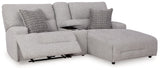 Acklen Place Pewter 3-Piece Power Reclining Sectional Sofa with RAF Chaise - Ornate Home