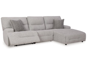 Acklen Place Pewter 3-Piece Right Power Reclining Sectional - Ornate Home