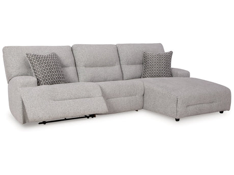Acklen Place Pewter 3-Piece Right Power Reclining Sectional - Ornate Home
