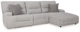 Acklen Place Pewter 3-Piece Right Power Reclining Sectional - Ornate Home