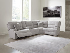 Acklen Place Pewter 5-Piece Power Reclining Sectional with Storage Console - Ornate Home