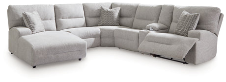 Acklen Place Pewter 6-Piece Left Power Reclining Sectional w/Chaise - Ornate Home