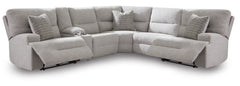 Acklen Place Pewter 6-Piece Power Reclining Sectional - Ornate Home