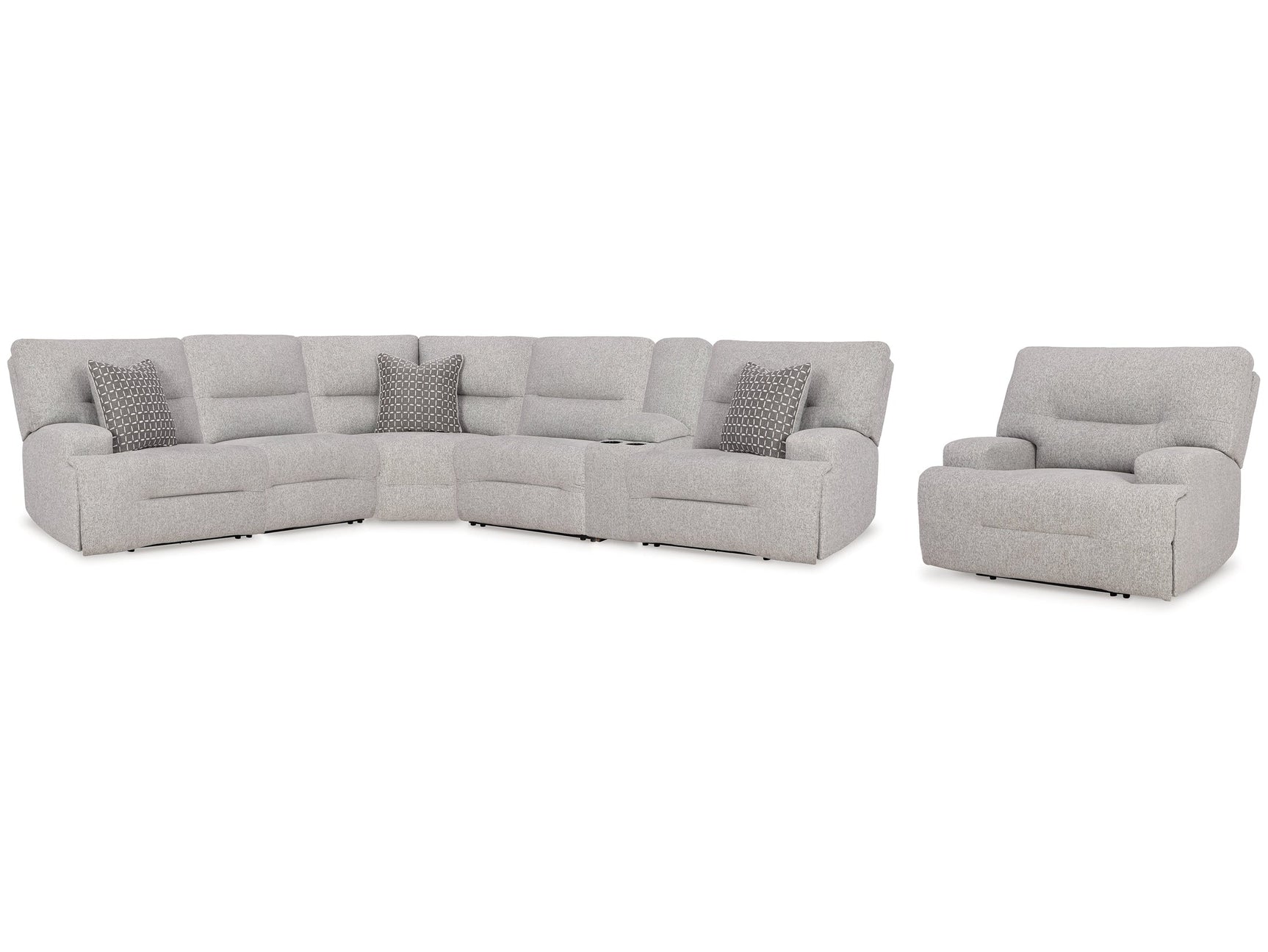 Acklen Place Pewter 6-Piece Power Reclining Sectional and Power Recliner (Online Special Price) - Ornate Home