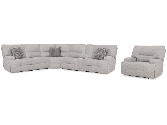Acklen Place Pewter 6-Piece Power Reclining Sectional and Power Recliner (Online Special Price) - Ornate Home