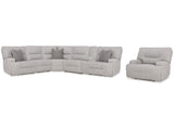 Acklen Place Pewter 6-Piece Power Reclining Sectional and Power Recliner - Ornate Home